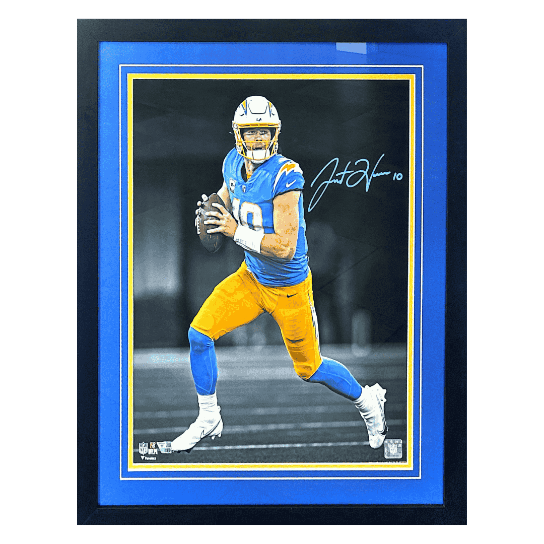 Justin Herbert Los Angeles Chargers Autographed Framed 16x20 Photo - Fanatics COA