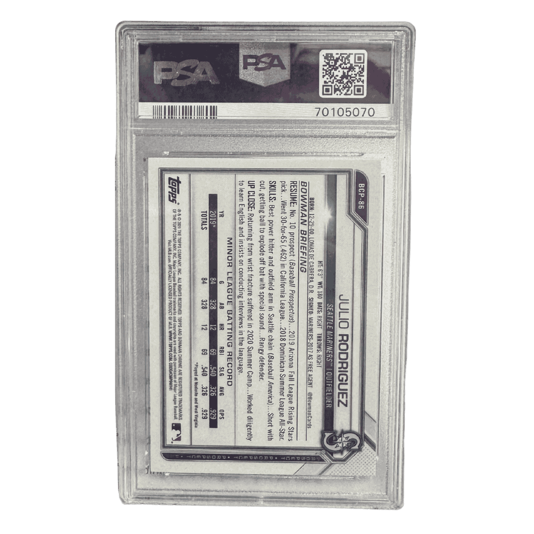 Julio Rodriguez PSA 9 2021 Topps Bowman Chrome Prospects Card #BCP86