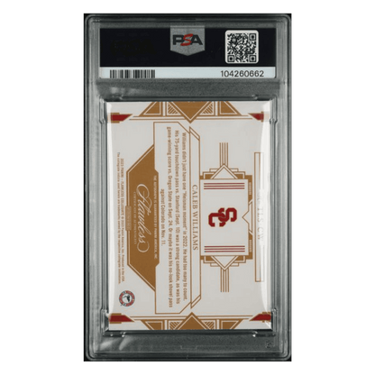 Caleb Williams PSA 9 2023 Panini Flawless Collegiate Team Logo Signature Sapphire Rookie RC #d/ 15 Card #TLSCW