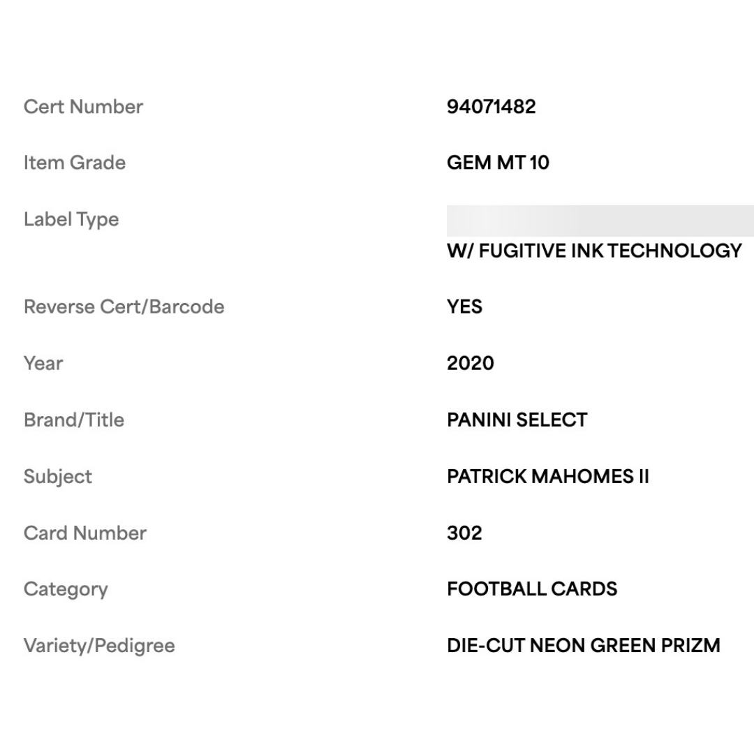 Patrick Mahomes PSA 10 2020 Panini Select Die Cut Neon Green Prizm Card #302