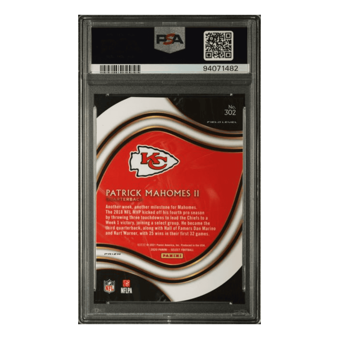 Patrick Mahomes PSA 10 2020 Panini Select Die Cut Neon Green Prizm Card #302