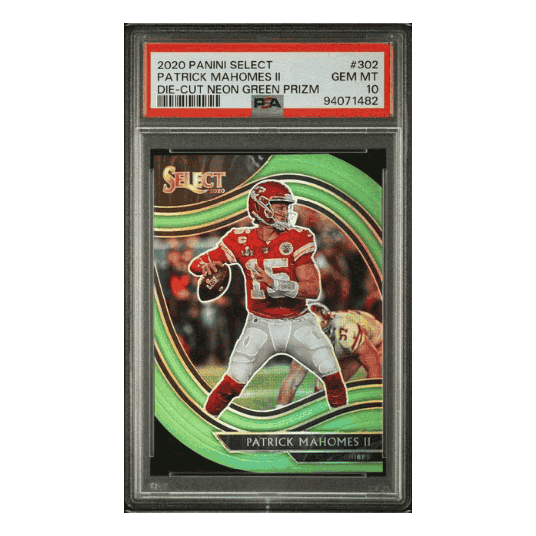 Patrick Mahomes PSA 10 2020 Panini Select Die Cut Neon Green Prizm Card #302