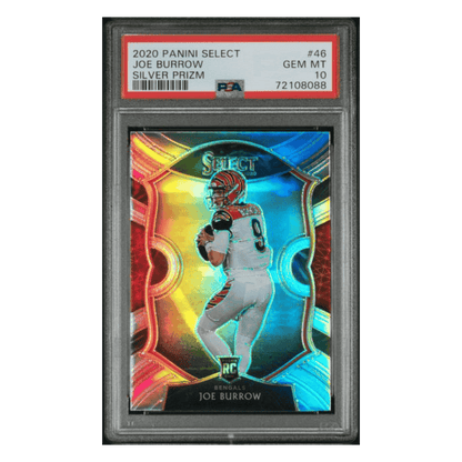 Joe Burrow PSA 10 2020 Panini Select Silver Prizm Rookie RC Card #46