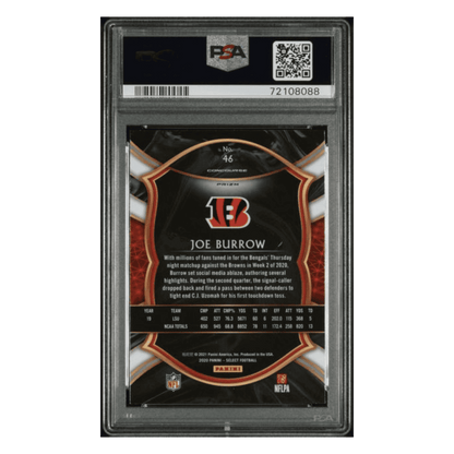 Joe Burrow PSA 10 2020 Panini Select Silver Prizm Rookie RC Card #46