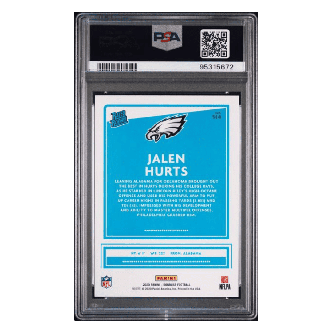 Jalen Hurts PSA 10 2020 Panini Donruss Rated Rookie Card #314