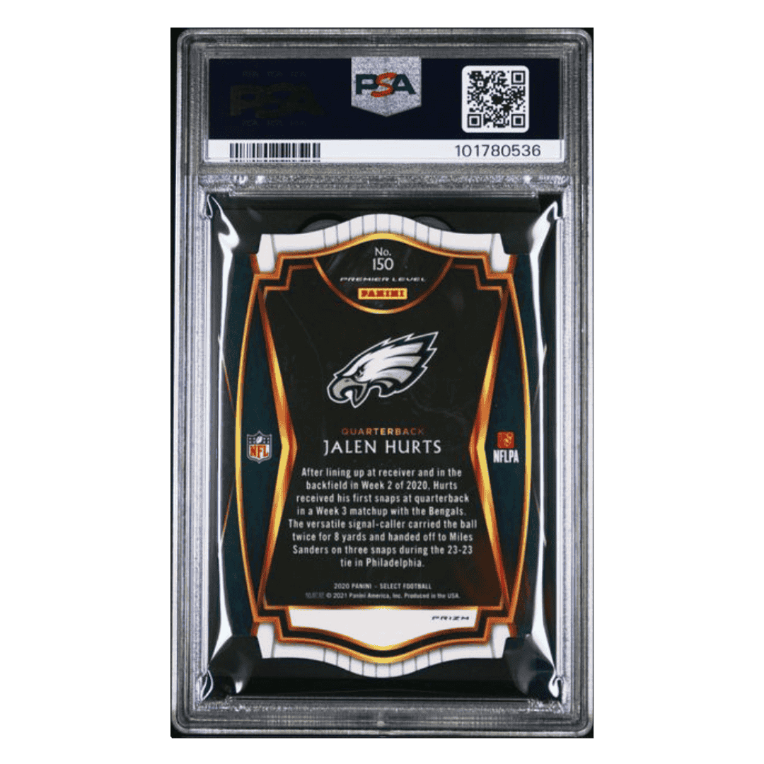 Jalen Hurts PSA 8 2020 Panini Select Die Cut Tri Color Prizm Rookie RC Card #150