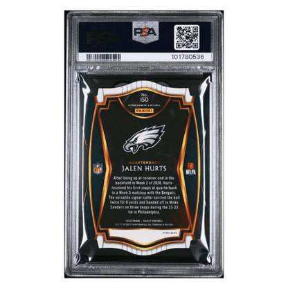 Jalen Hurts PSA 8 2020 Panini Select Die Cut Tri Color Prizm Rookie RC Card #150