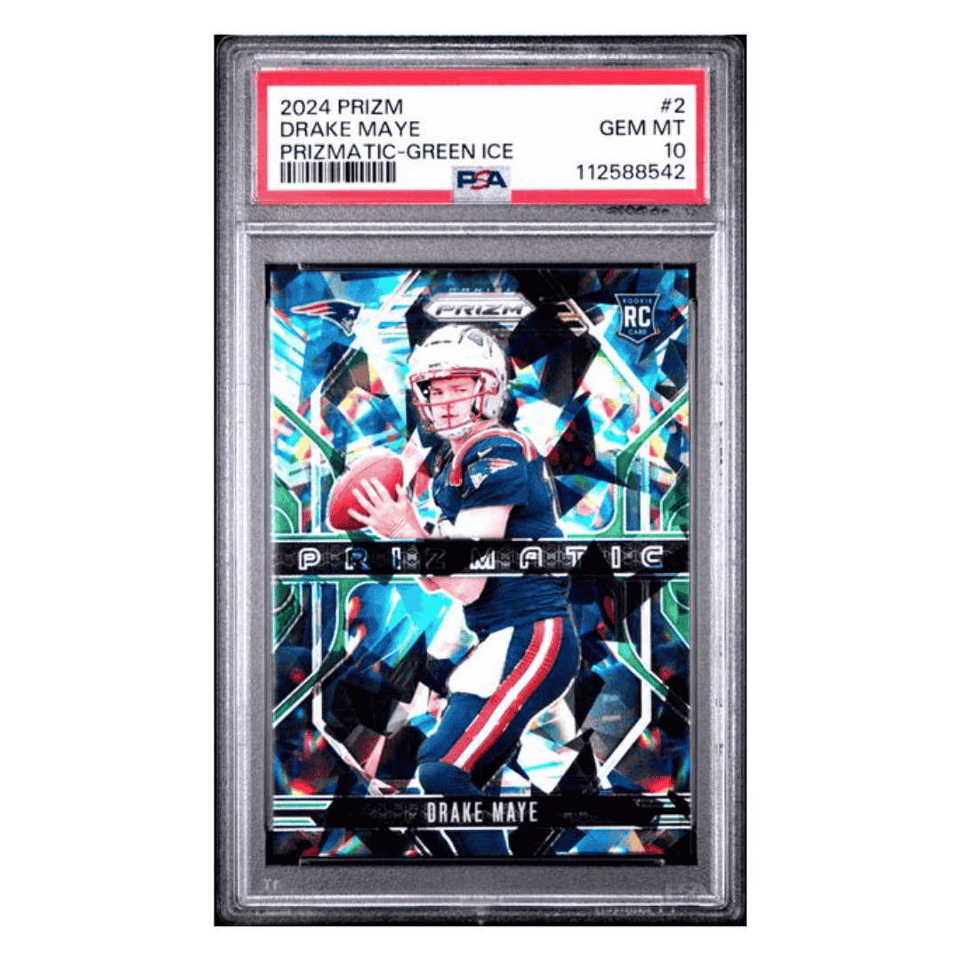 Drake Maye PSA 10 2024 Panini Prizm Prizmatic Green Ice Rookie RC Card #2