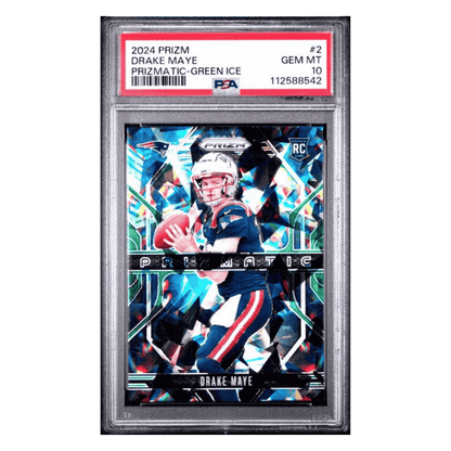 Drake Maye PSA 10 2024 Panini Prizm Prizmatic Green Ice Rookie RC Card #2