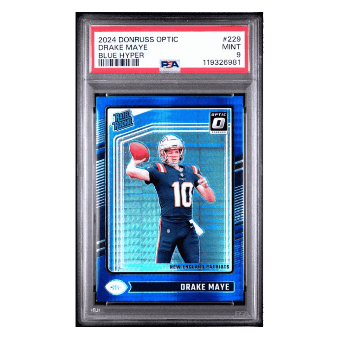 Drake Maye PSA 9 2020 Panini Donruss Optic Blue Hyper Rated Rookie Card #229
