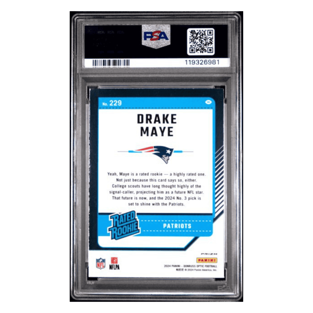 Drake Maye PSA 9 2020 Panini Donruss Optic Blue Hyper Rated Rookie Card #229