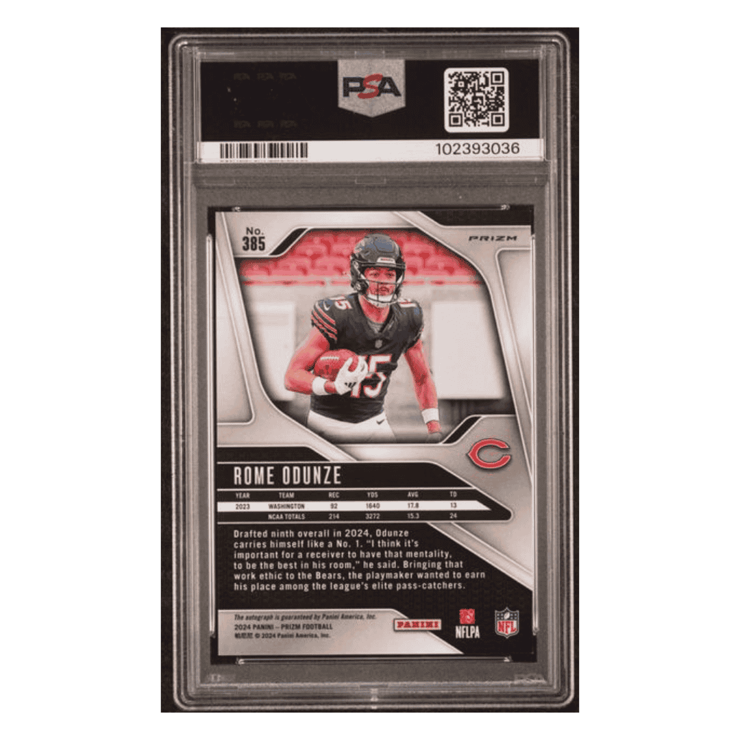 Rome Odunze PSA 10 2024 Panini Prizm Autograph Rookie RC Card #385
