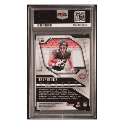 Rome Odunze PSA 10 2024 Panini Prizm Autograph Rookie RC Card #385