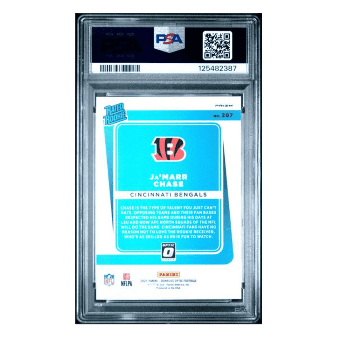 Ja'Marr Chase PSA 10 2021 Panini Donruss Optic Holo Rated Rookie Card #207