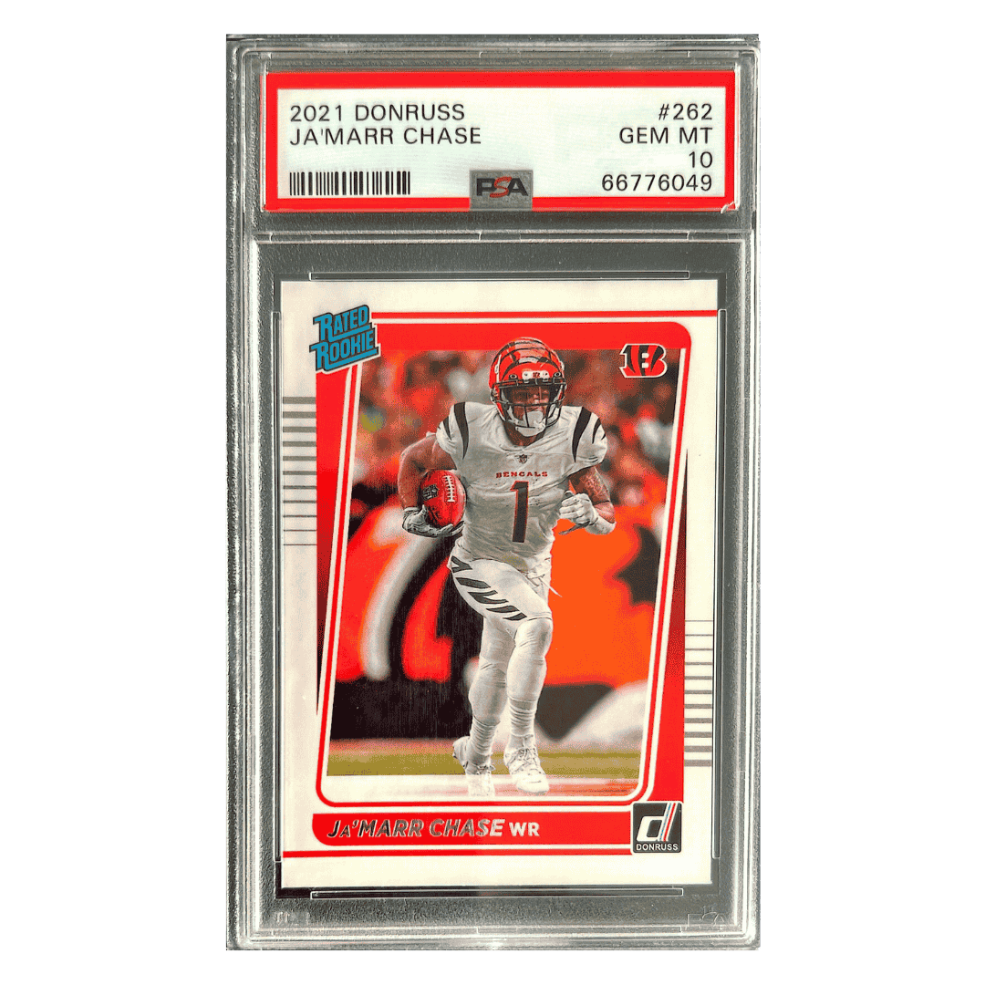 Ja'Marr Chase PSA 10 2021 Panini Donruss Rated Rookie Card #262