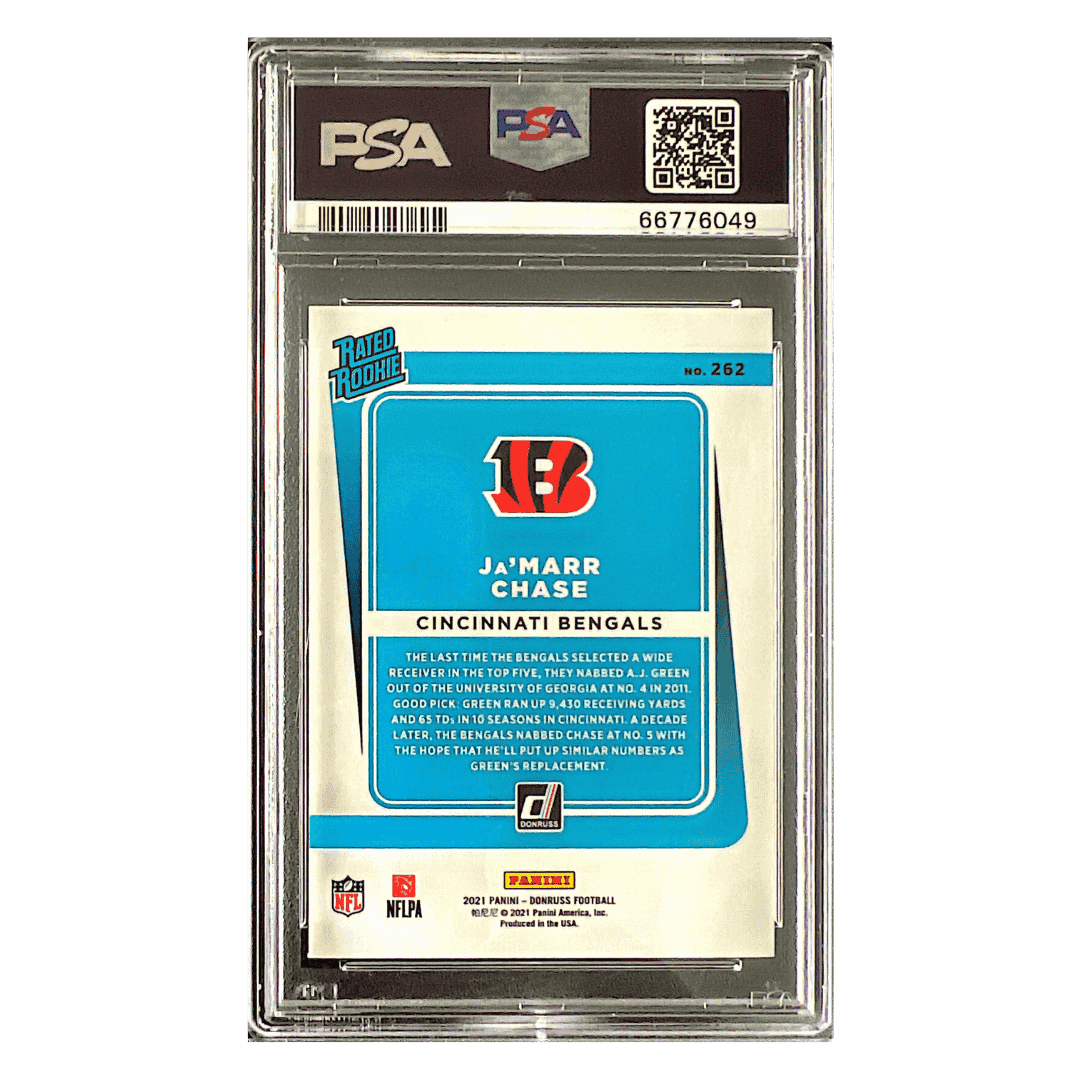 Ja'Marr Chase PSA 10 2021 Panini Donruss Rated Rookie Card #262