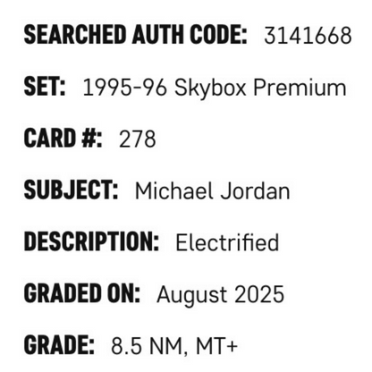 Michael Jordan SGC 8.5 1995-96 Skybox Premium Electrified Card #278
