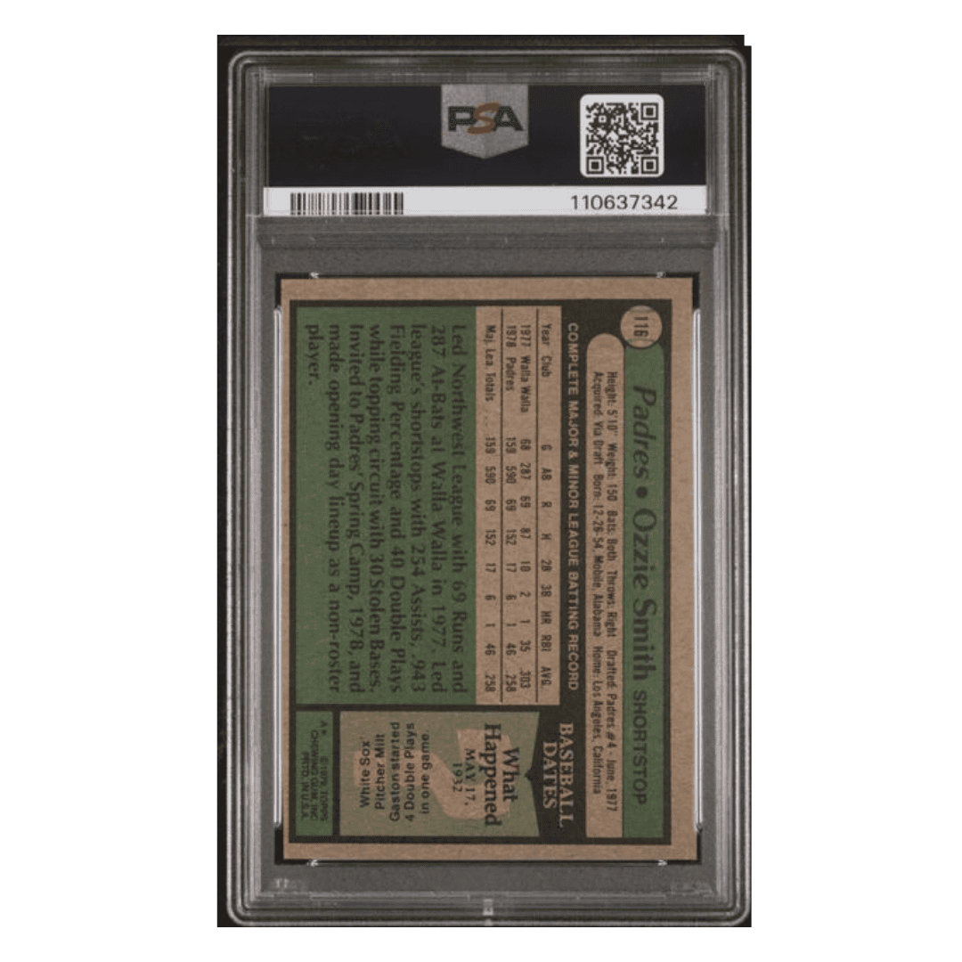 Ozzie Smith PSA 6 1979 Topps Card #116