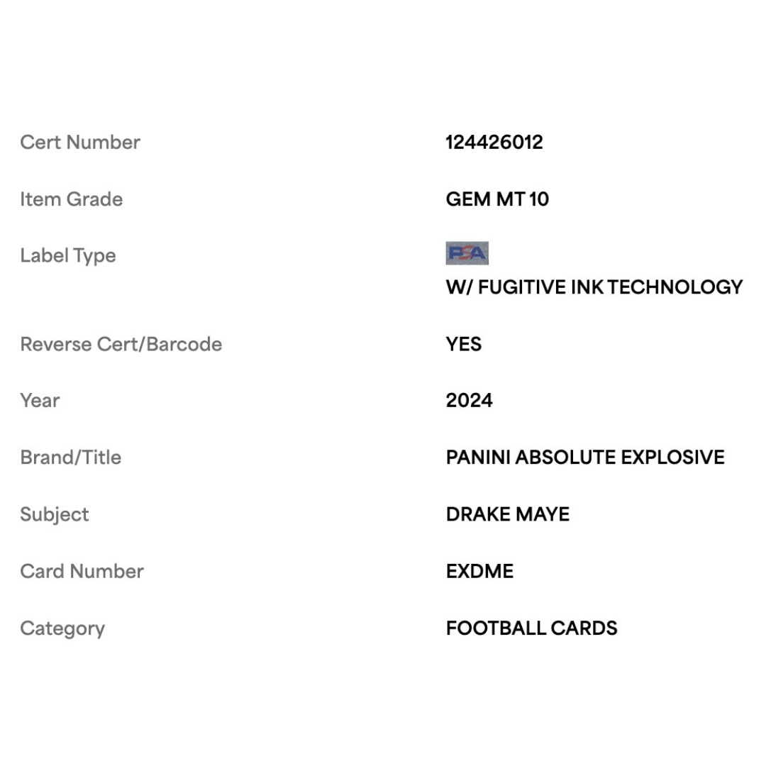 Drake Maye PSA 10 2024 Panini Absolute Explosive Rookie RC Card #EXDME