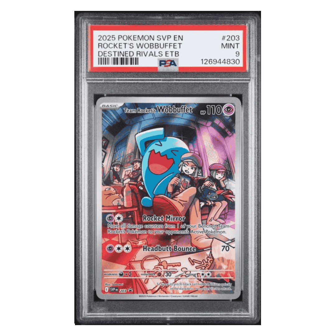 Rocket's Wobbuffet PSA 9 2025 Pokemon SVP EN Destined Rivals ETB Card #203