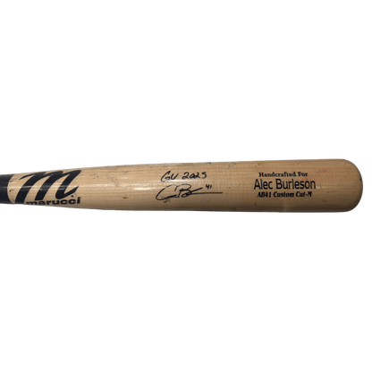 Alec Burleson St Louis Cardinals Autographed 2025 Game Used Marucci Bat w/ Inscription- Cracked - JSA COA