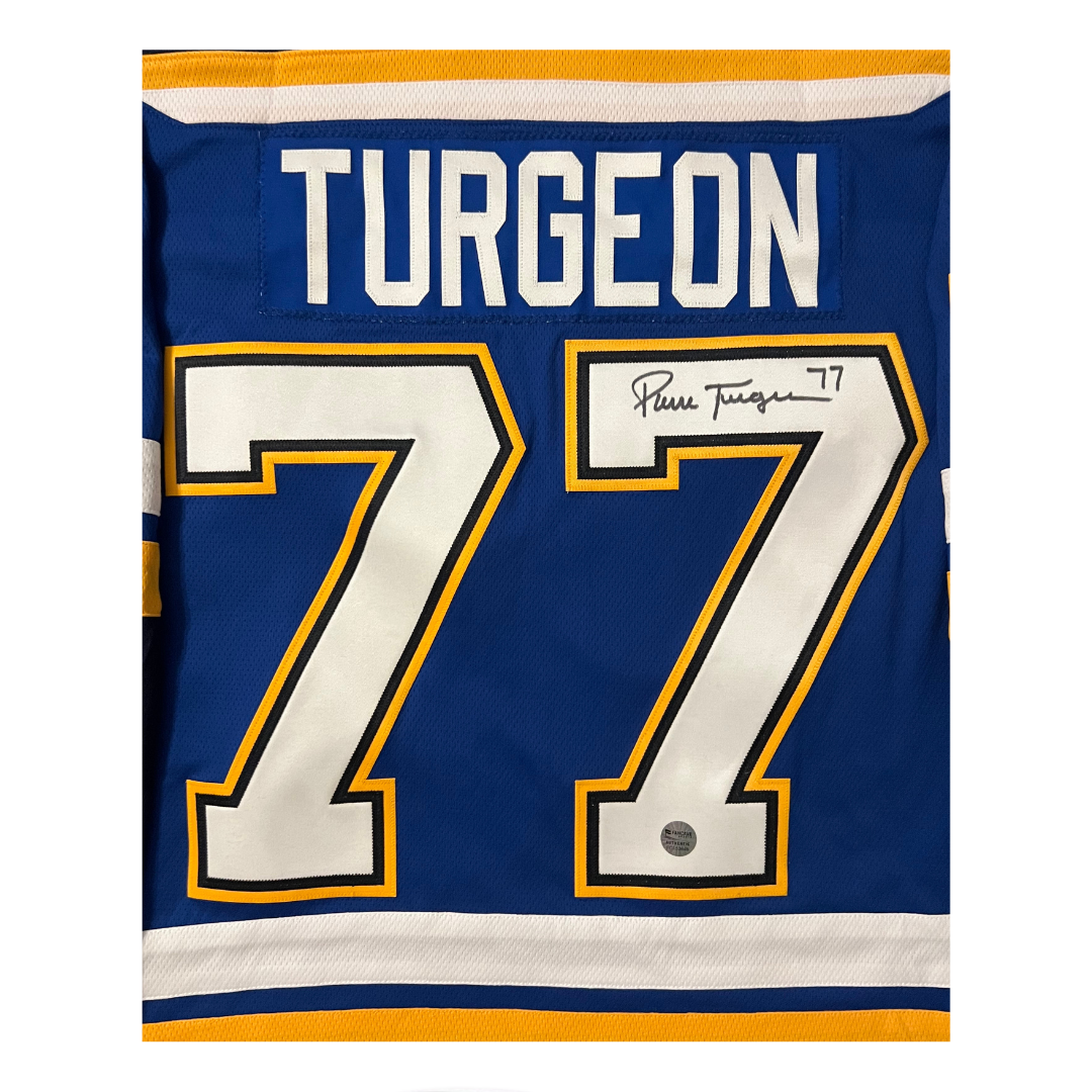 Pierre Turgeon St Louis Blues Autographed Fanatics Home Jersey - Fan Cave COA
