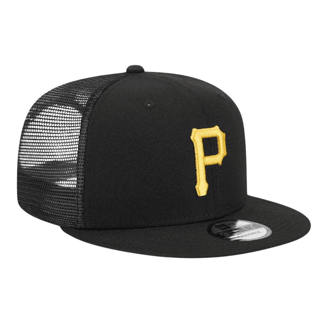 Pittsburgh Pirates Trucker Meshback New Era Black 9FIFTY Adjustable Snapback Hat