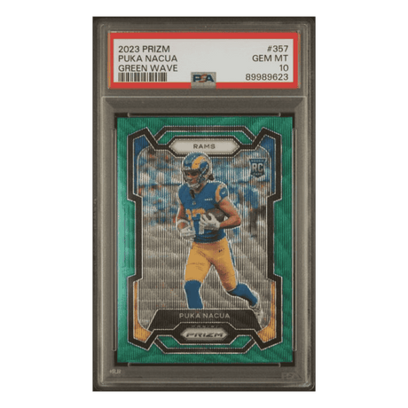 Puka Nacua PSA 10 2023 Panini Prizm Green Wave Rookie RC Card #357