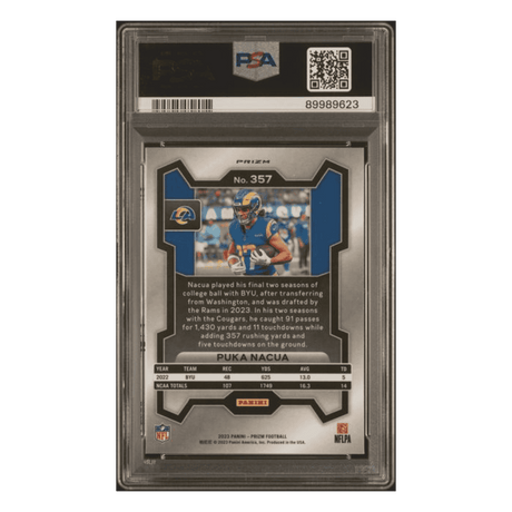 Puka Nacua PSA 10 2023 Panini Prizm Green Wave Rookie RC Card #357