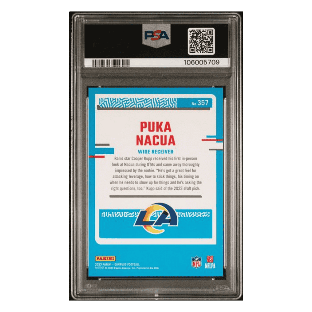 Puka Nacua PSA 9 2023 Panini Donruss Press Proof Silver Rated Rookie Card #357