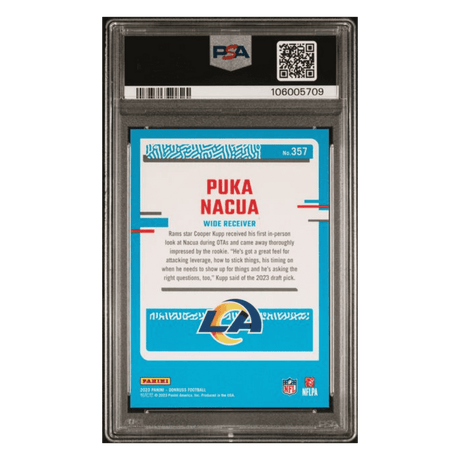 Puka Nacua PSA 9 2023 Panini Donruss Press Proof Silver Rated Rookie Card #357