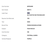 Puka Nacua PSA 9 2023 Panini Rookies & Stars Purple Rookie RC #d/199 Card #158