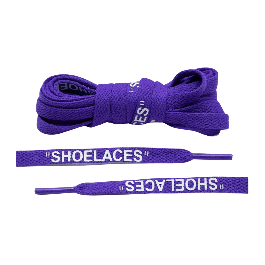 Fan Cave Standard Shoelaces - Purple with White Text