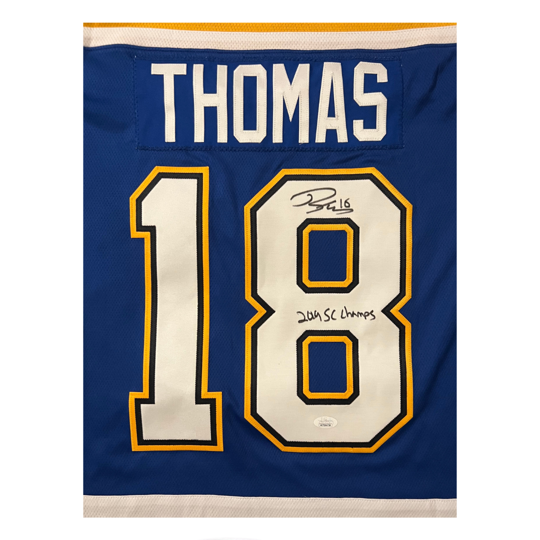 Robert Thomas St Louis Blues Autographed Fanatics Home Jersey with Inscription - JSA COA