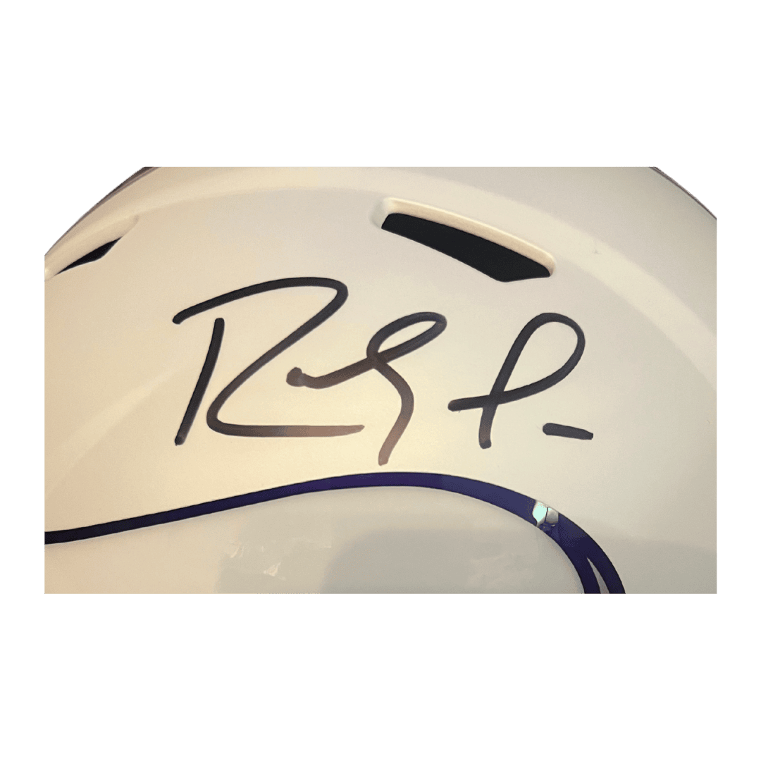 Randy Moss Minnesota Vikings Autographed Full Size Alt White Speed Replica Helmet - Beckett COA