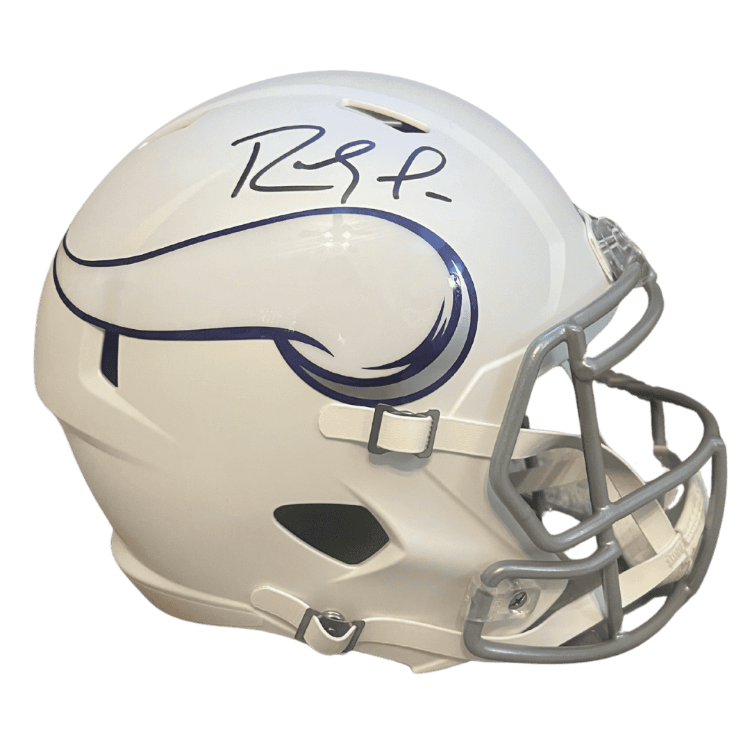 Randy Moss Minnesota Vikings Autographed Full Size Alt White Speed Replica Helmet - Beckett COA