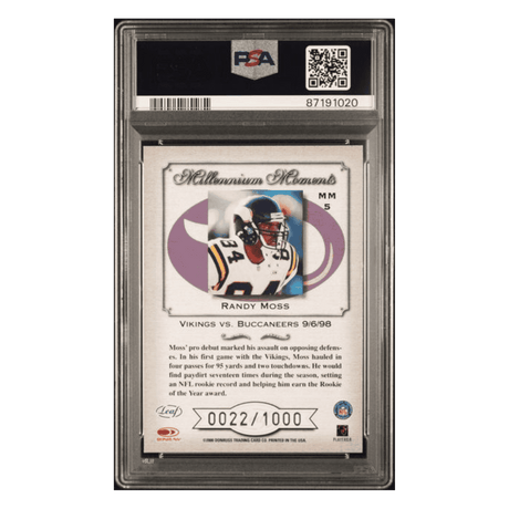 Randy Moss PSA 9 2000 Quantum Leaf Millennium Moments #d/1000 Card #MM5