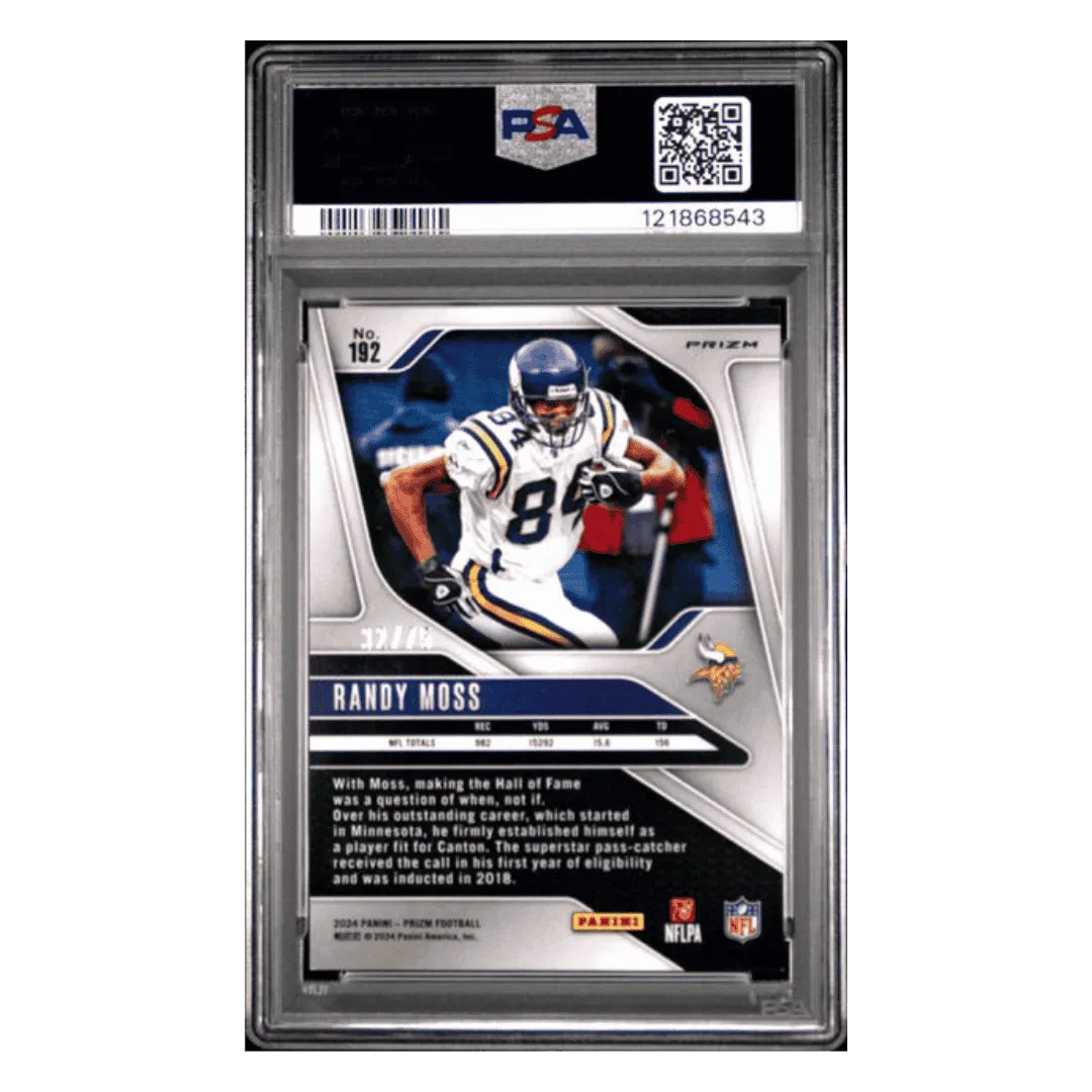 Randy Moss PSA 9 2024 Panini Prizm No Huddle Red Card #192
