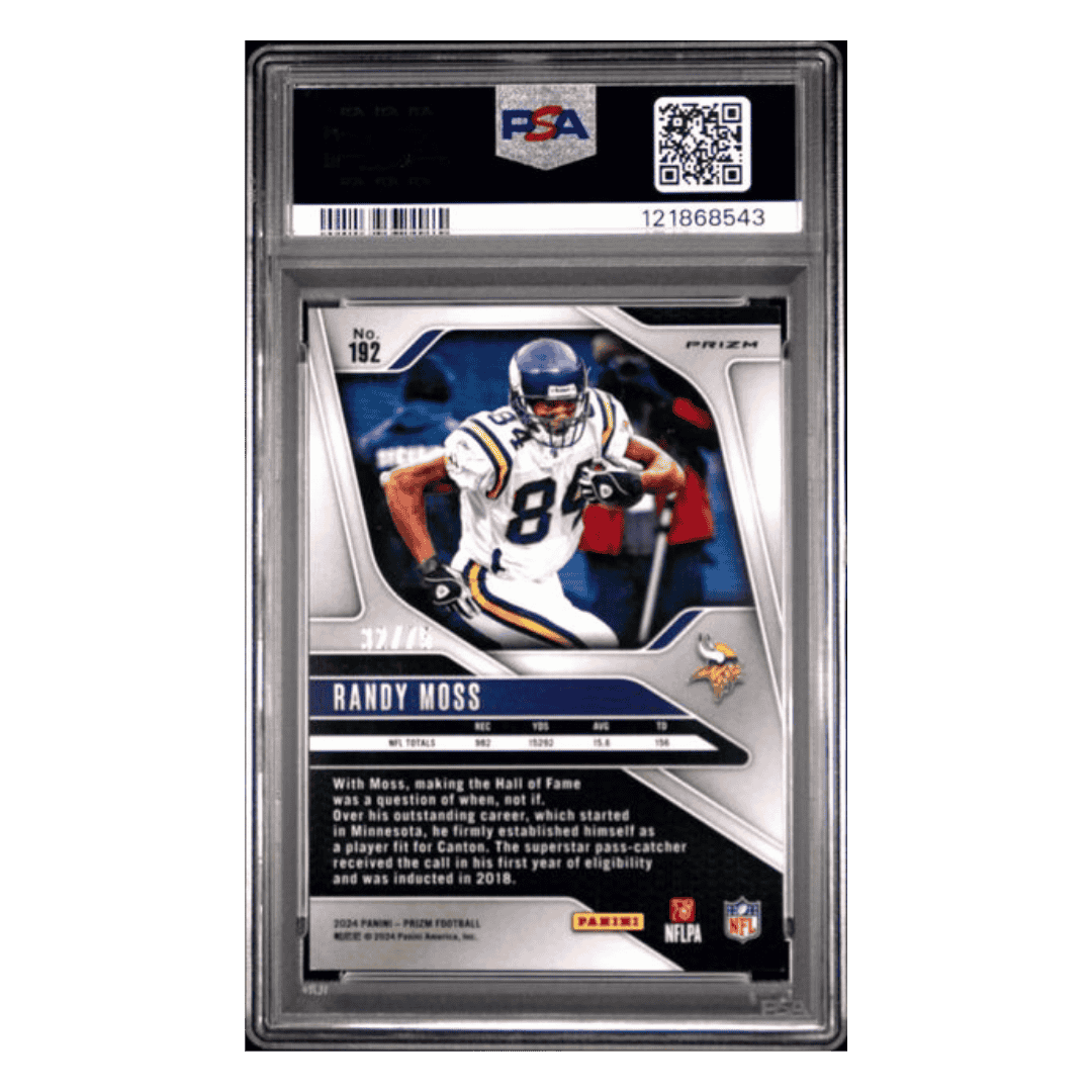 Randy Moss PSA 9 2024 Panini Prizm No Huddle Red Card #192