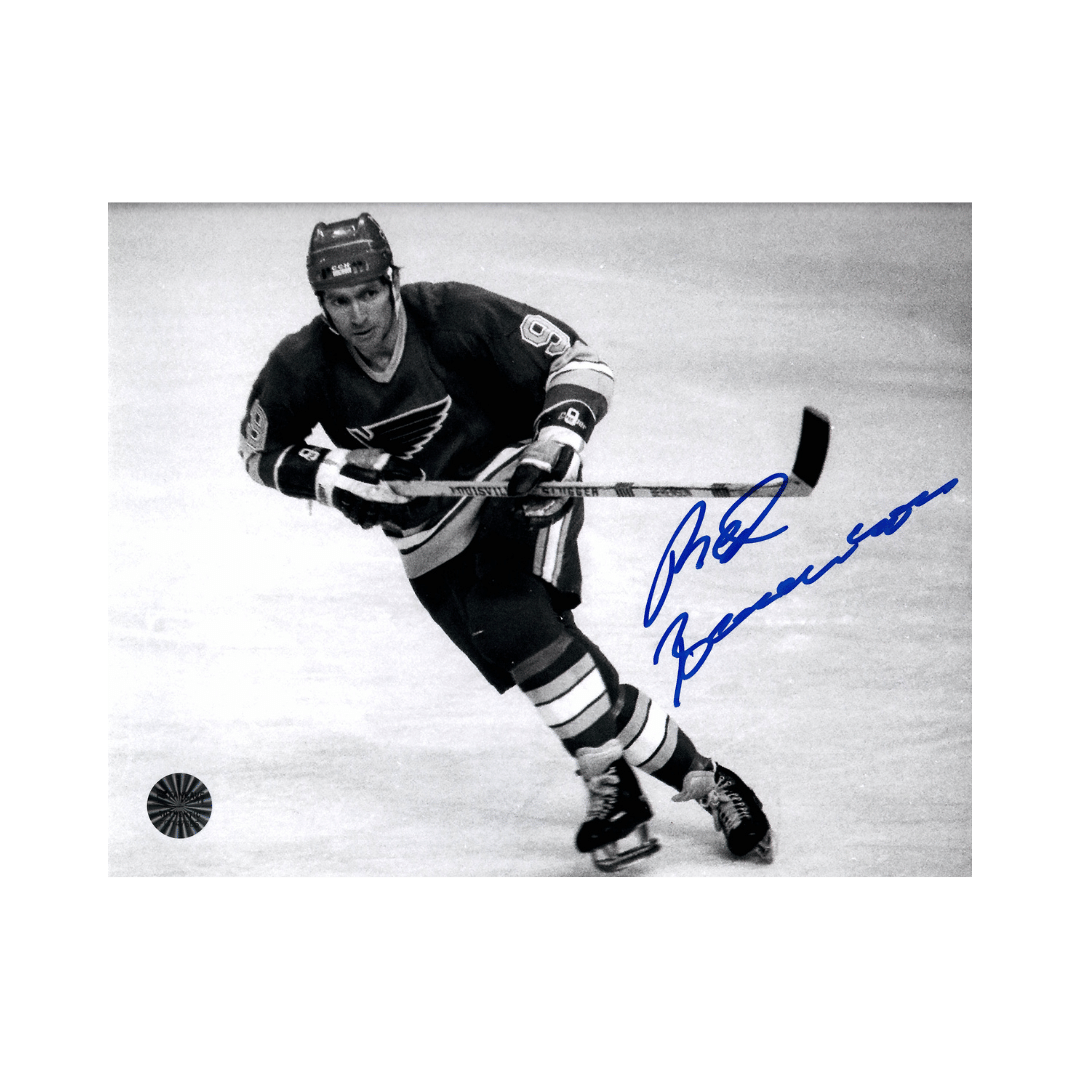 Red Berenson St Louis Blues Autographed B&W Skating 8x10 Photo - Fan Cave COA