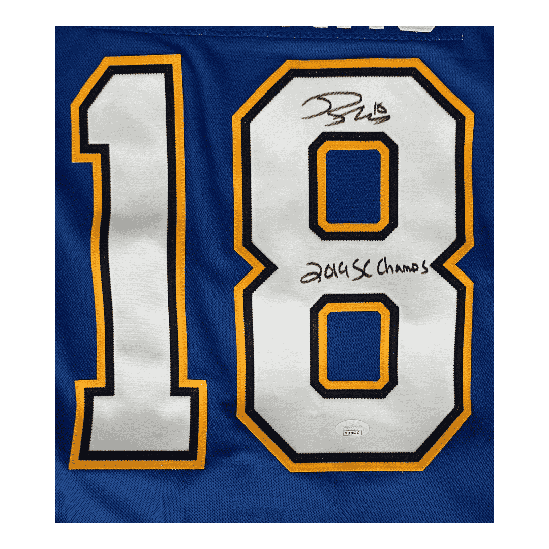 Robert Thomas St Louis Blues Autographed Adidas Home Jersey with Inscription - JSA COA