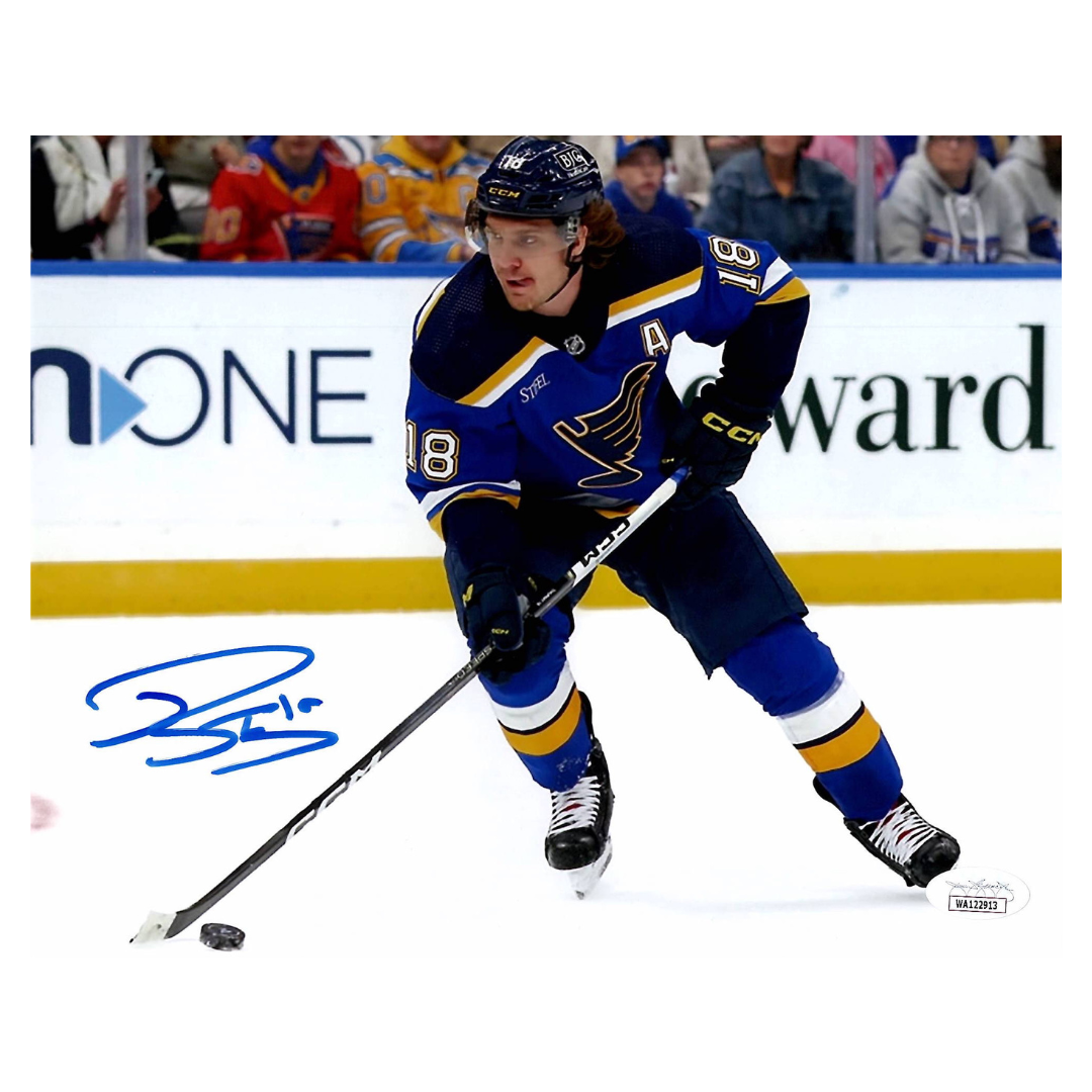 Robert Thomas St Louis Blues Autographed Home Uniform 8x10 Photo - JSA COA