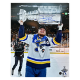 Robert Thomas St Louis Blues Autographed Stanley Cup 16X20 Photo: Blue Signature - Fan Cave COA