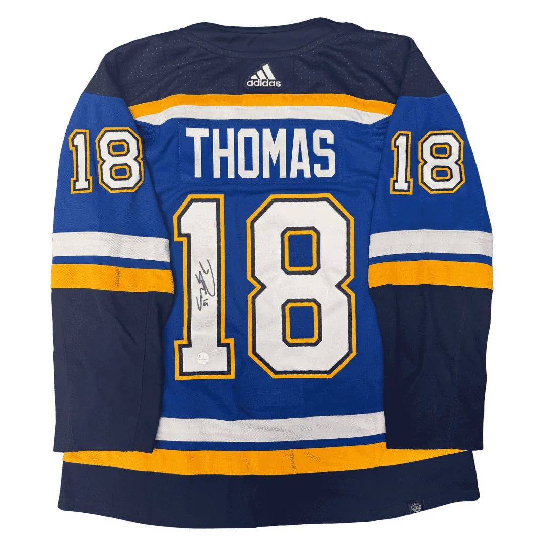 Robert Thomas St Louis Blues Autographed Adidas Home Jersey - Fan Cave COA