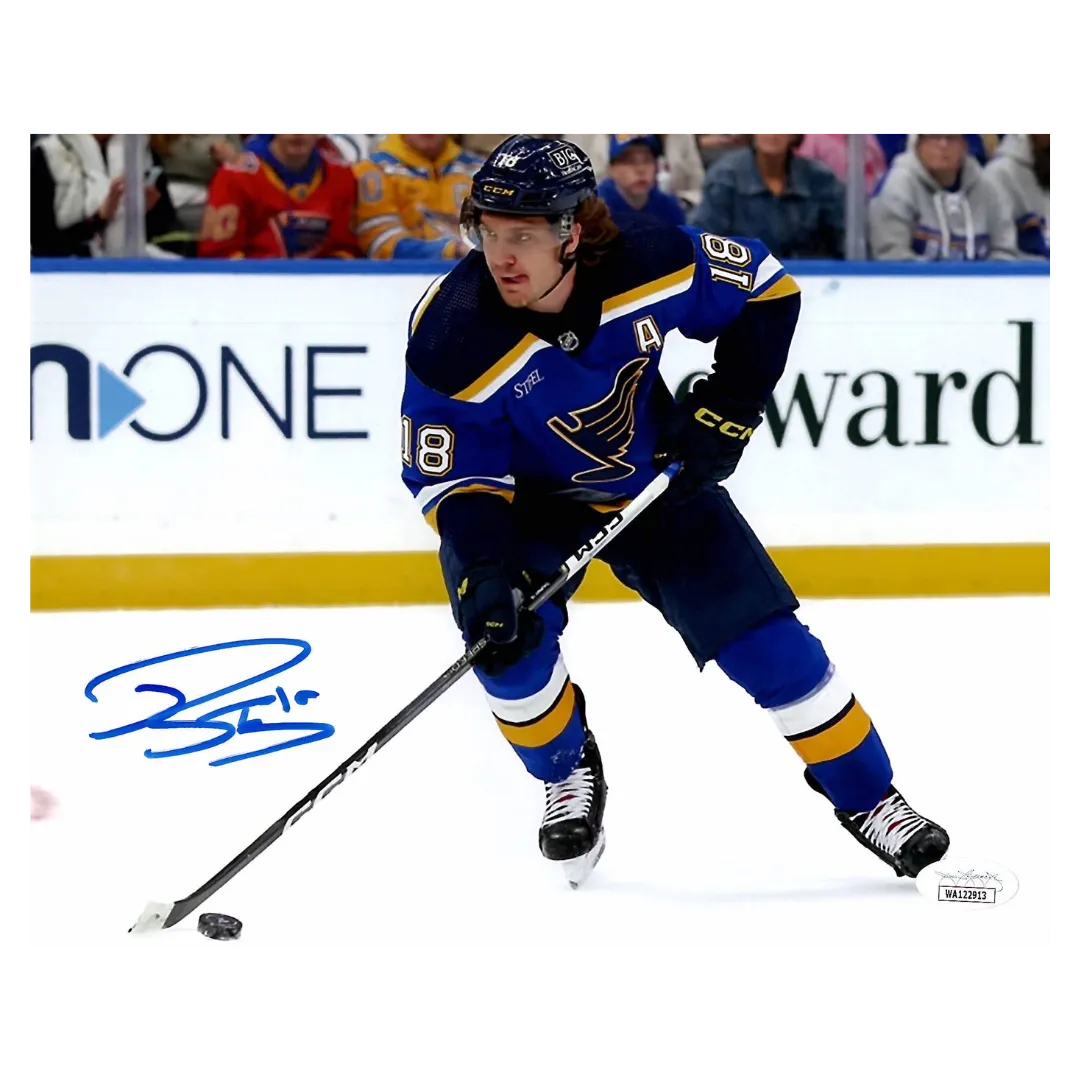 Robert Thomas St Louis Blues Autographed Home Uniform 8x10 Photo - JSA COA