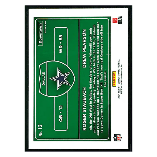 Roger Staubach & Drew Pearson 2024 Panini Donruss Optic Downtown Card #12