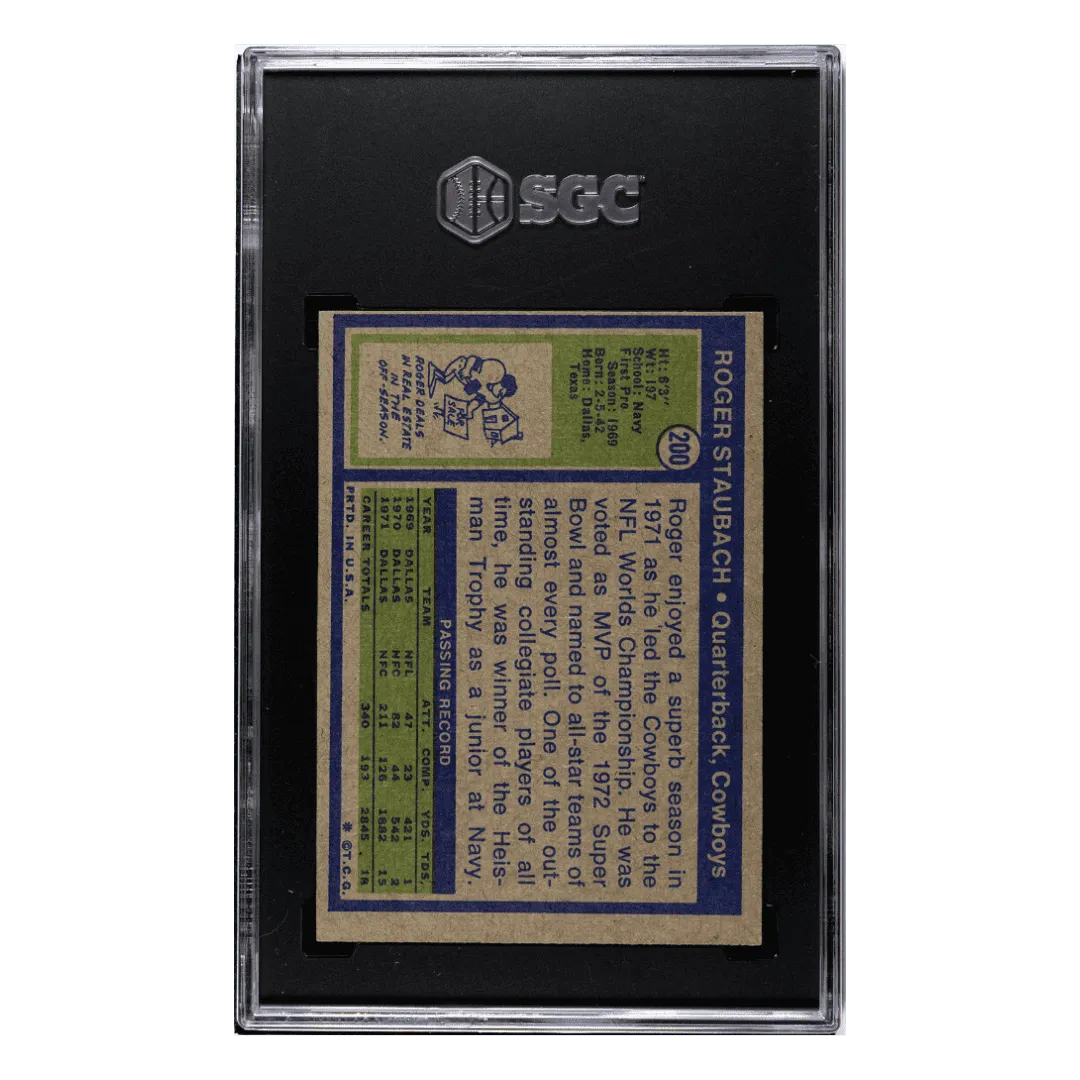 Roger Staubach SGC 5 1972 Topps Rookie Card #200