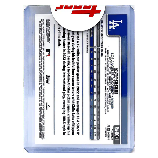 Roki Sasaki 2025 Topps Chrome Autograph Rookie RC #d/ 499 Card #RA-ROKI