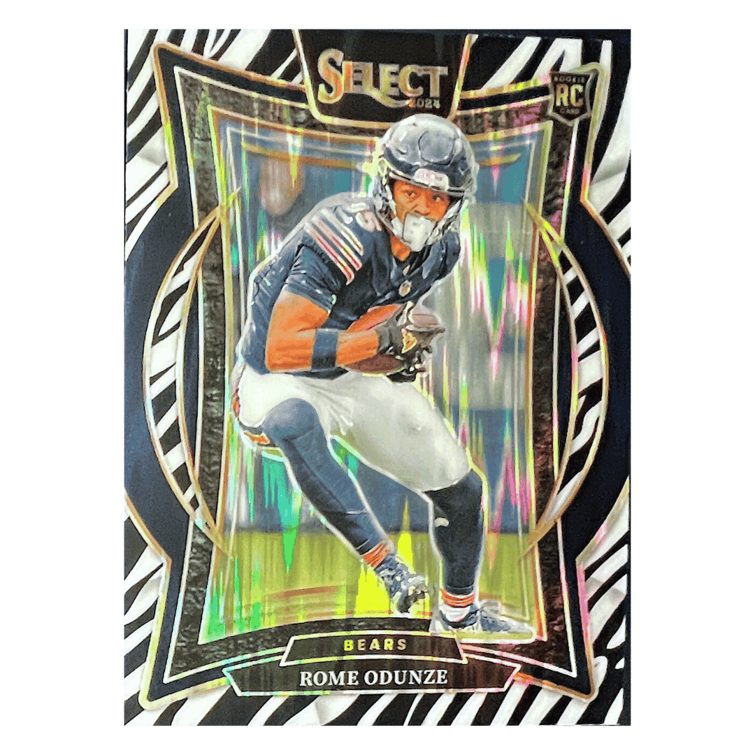 Rome Odunze 2024 Panini Select Zebra Prizm Shock Concourse Rookie RC Card #3