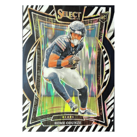 Rome Odunze 2024 Panini Select Zebra Prizm Shock Concourse Rookie RC Card #3